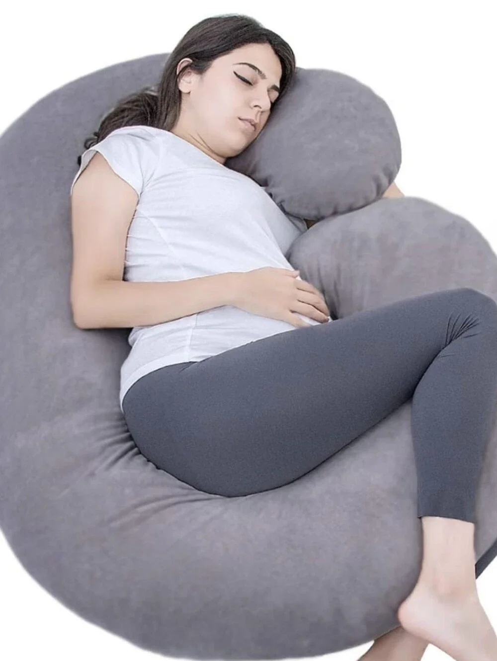 Gray Full-Body Support Pregnancy Pillow